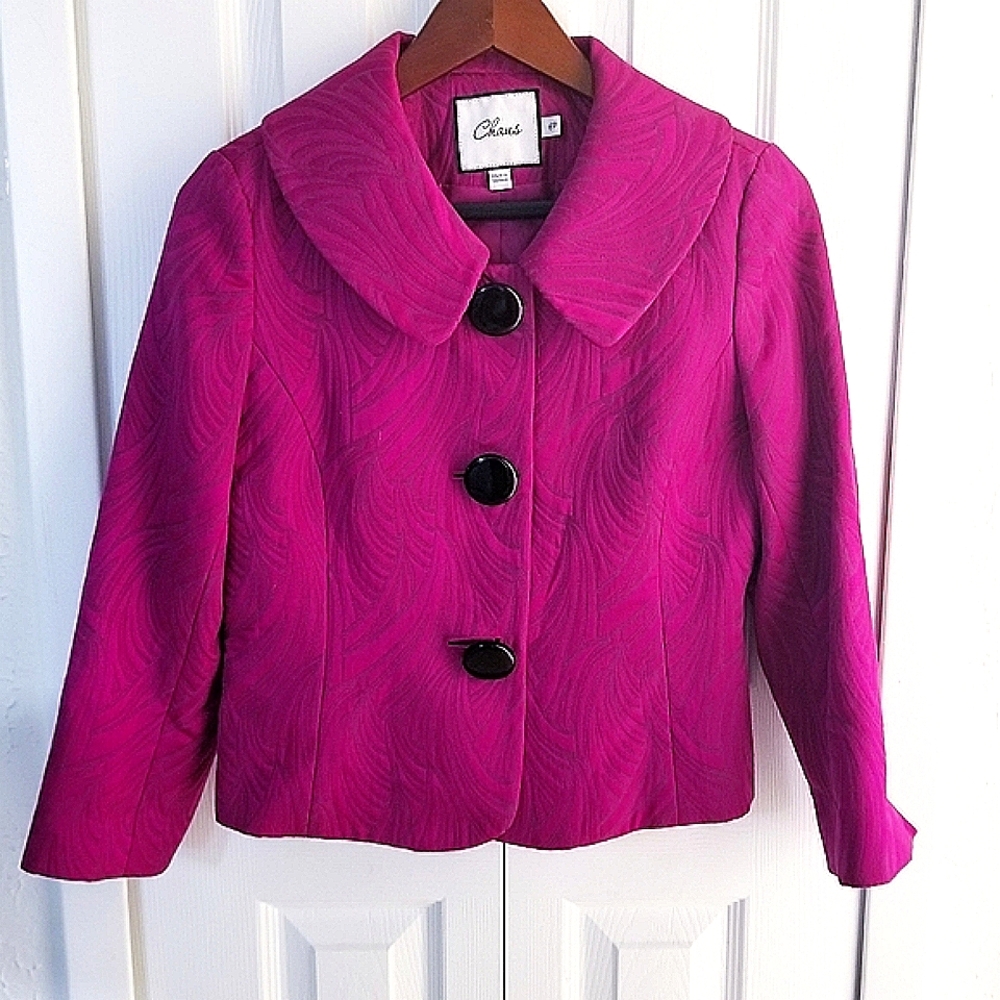 Chaus Brocade Magenta Blazer/Jacket